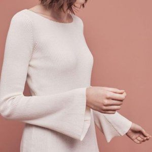 Anthropologie Moth Marta Bell Sleeve Sweater Top Ivory Sz S